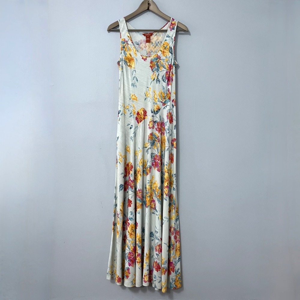 Sundance Maxi Dress Medium Light Blue Floral‎ Rayon Sleeveless Boho Cottagecore